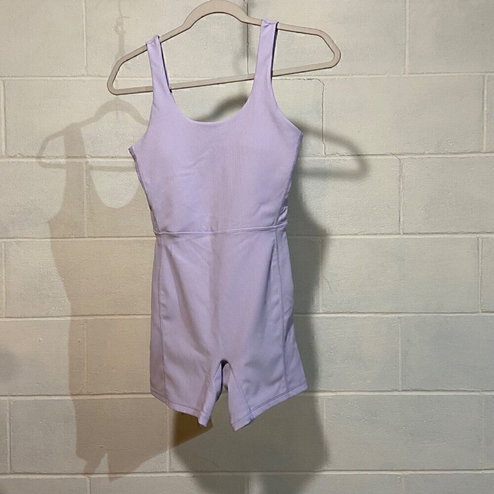 Wilo the Label Women's Ribbed Active Romper Lilac‎ Athleisure Travel Workout NWT